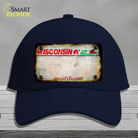 Wisconsin Rusty Blank Novelty License Plate Hat Cotton / Navy