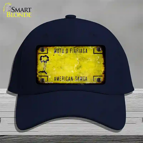 American Samoa Rusty Blank Novelty License Plate Hat Cotton / Navy