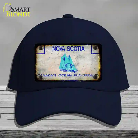 Nova Scotia Rusty Blank Novelty License Plate Hat Cotton / Navy