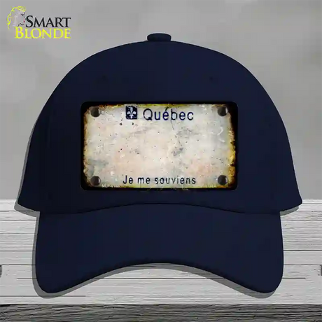 Quebec Rusty Blank Novelty License Plate Hat Cotton / Navy