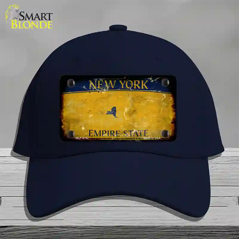 New York Yellow Rusty Blank Novelty License Plate Hat Cotton / Navy