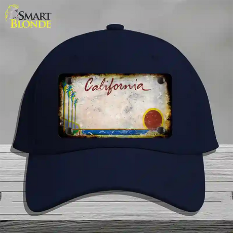 California Palm Tree Rusty Blank Novelty License Plate Hat Cotton / Navy