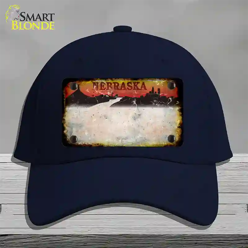 Nebraska Amber Rusty Blank Novelty License Plate Hat Cotton / Navy