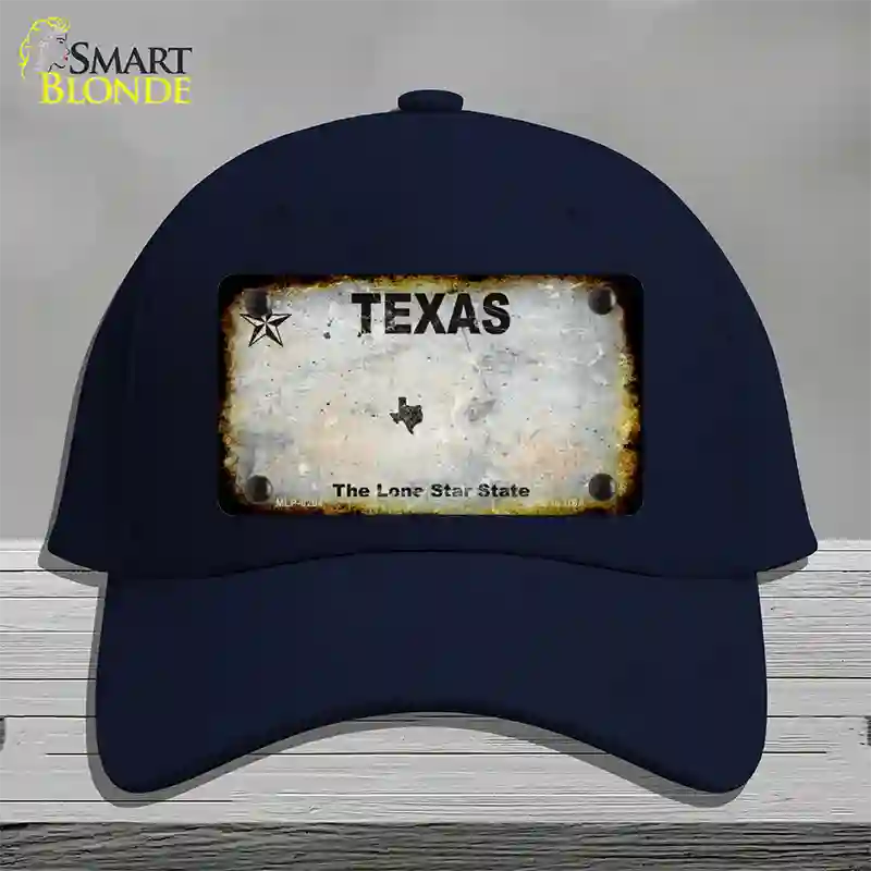 Texas White Rusty Blank Novelty License Plate Hat Cotton / Navy