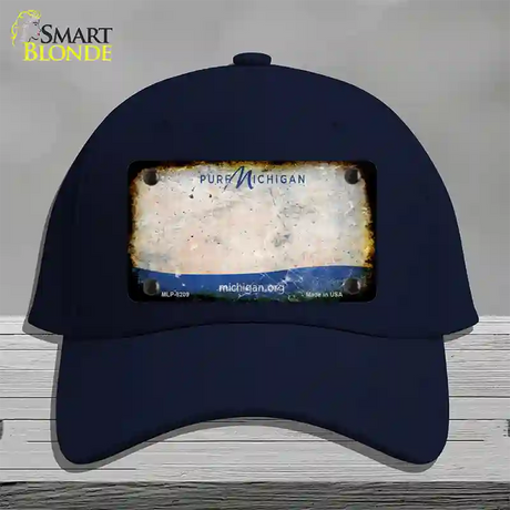 Pure Michigan Rusty Blank Novelty License Plate Hat Cotton / Navy