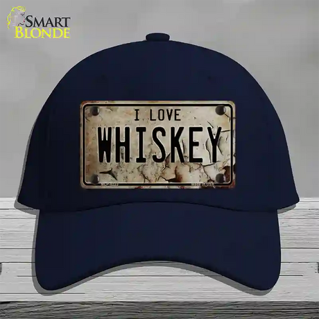 I Love Whiskey Novelty License Plate Hat Cotton / Navy