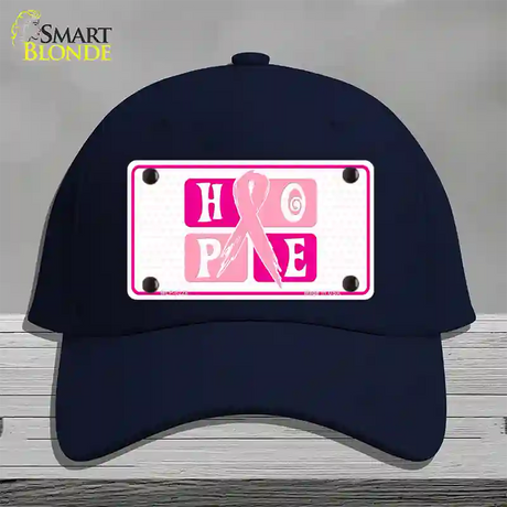 Hope Breast Cancer Ribbon Novelty License Plate Hat Cotton / Navy