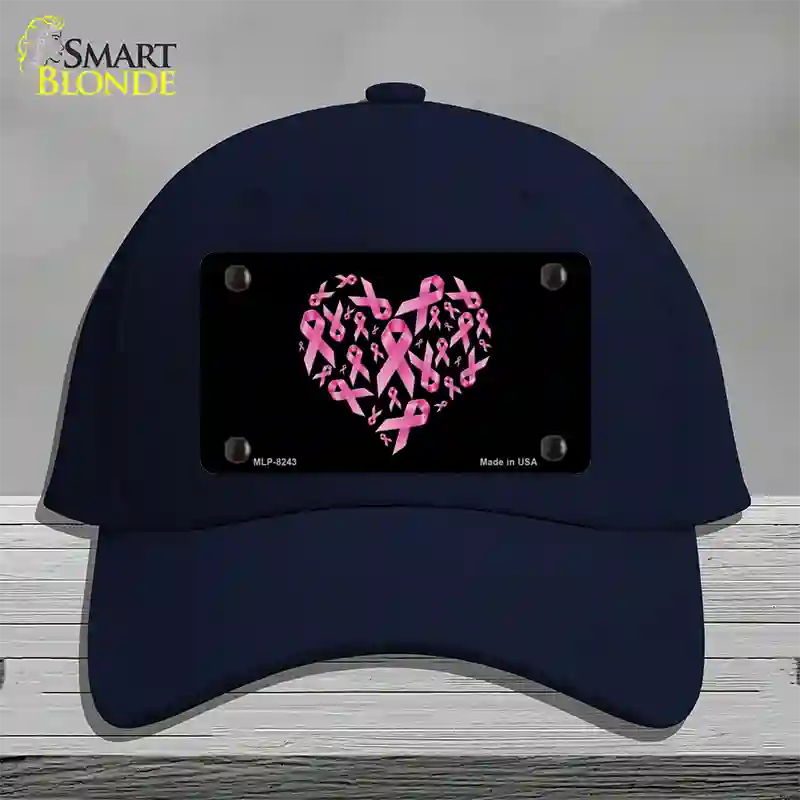 Pink Ribbons Novelty License Plate Hat Cotton / Navy