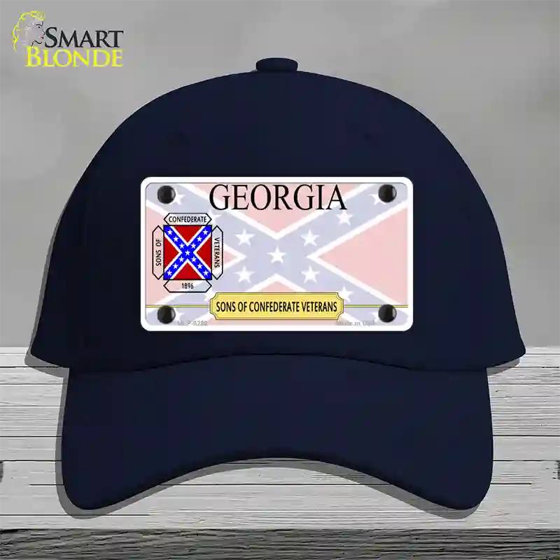 Georgia Sons Of Confederate Novelty License Plate Hat Cotton / Navy