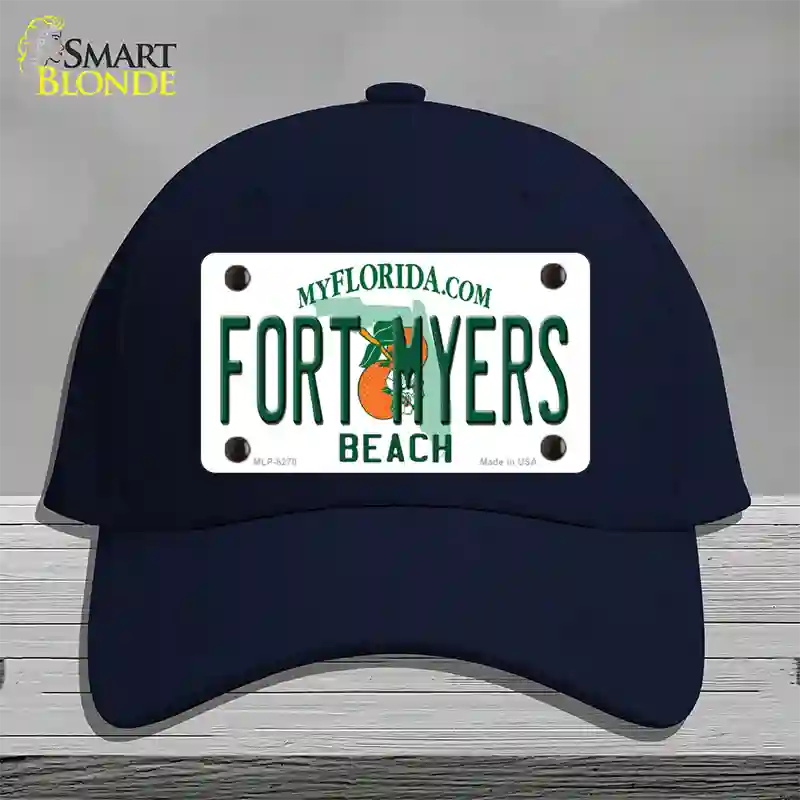 Fort Myers Beach Novelty License Plate Hat Cotton / Navy