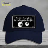 Hiding From Negative People Novelty License Plate Hat Cotton / Navy