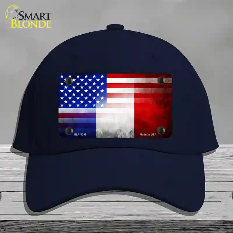 United States France Flag Fade Novelty License Plate Hat Cotton / Navy