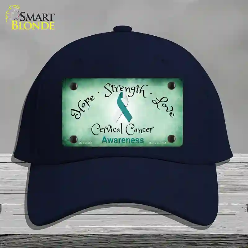 Cervical Cancer Ribbon Novelty License Plate Hat Cotton / Navy