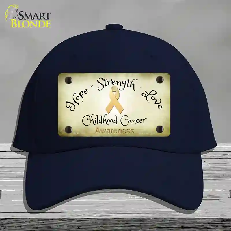 Childhood Cancer Ribbon Novelty License Plate Hat Cotton / Navy