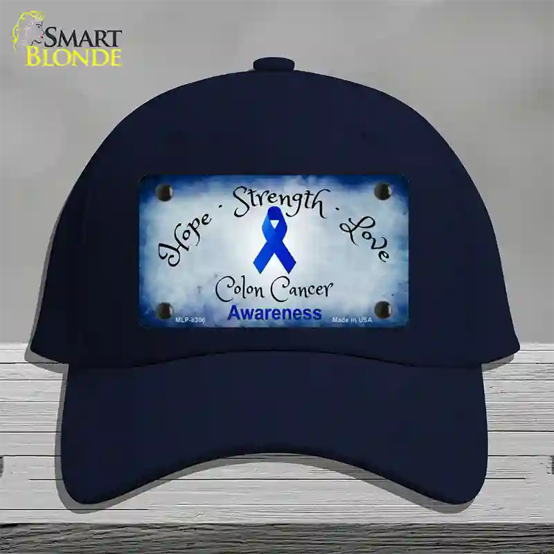 Colon Cancer Ribbon Novelty License Plate Hat Cotton / Navy