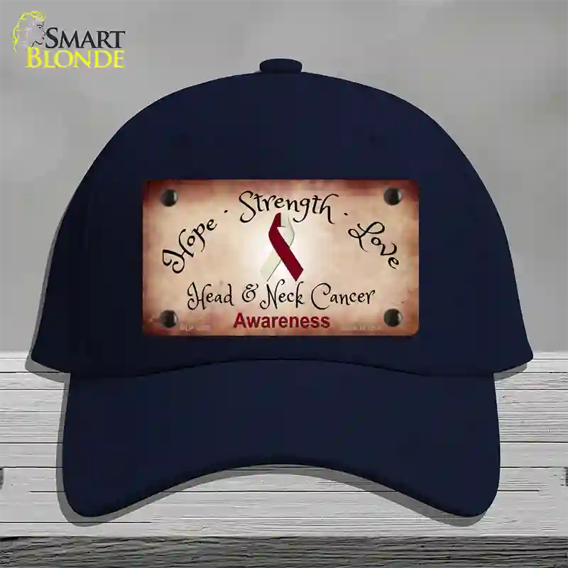 Head and Neck Cancer Ribbon Novelty License Plate Hat Cotton / Navy