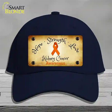 Kidney Cancer Ribbon Novelty License Plate Hat Cotton / Navy