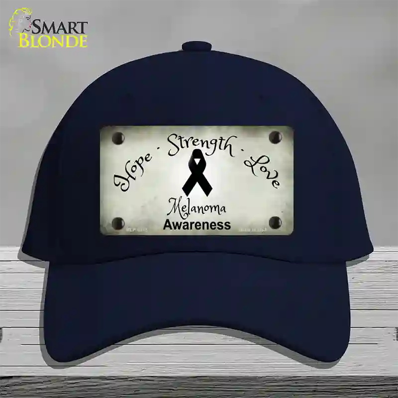 Melanoma Cancer Ribbon Novelty License Plate Hat Cotton / Navy