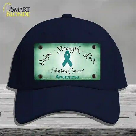 Ovarian Cancer Ribbon Novelty License Plate Hat Cotton / Navy