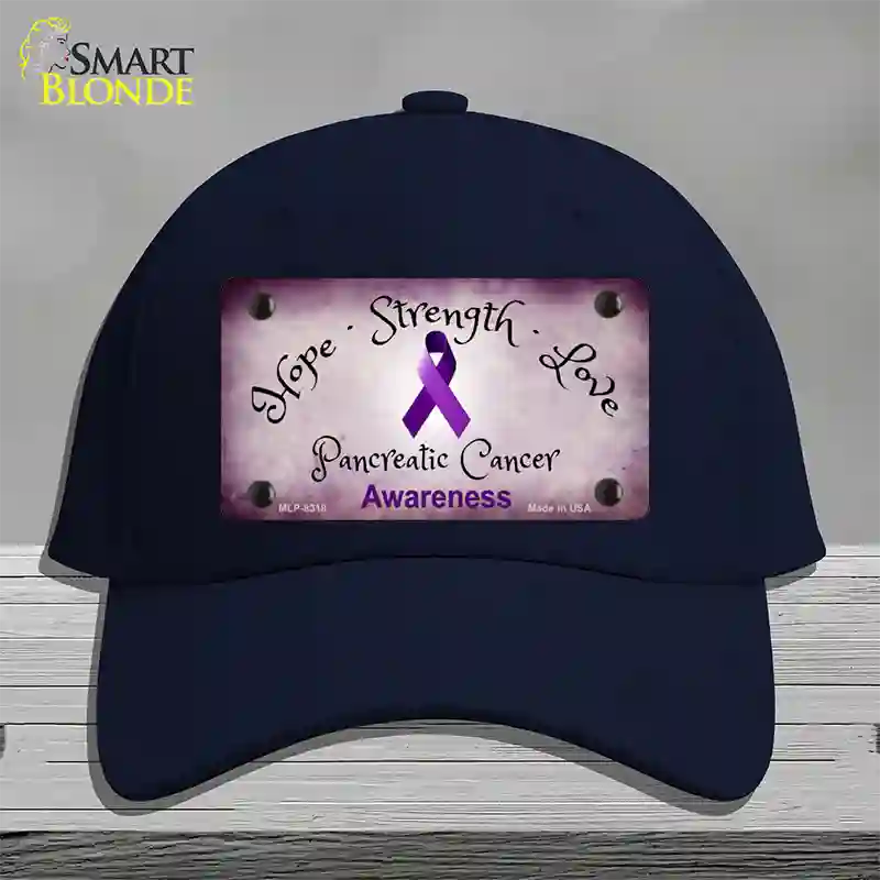 Pancreatic Ribbon Novelty License Plate Hat Cotton / Navy