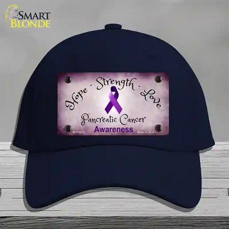 Pancreatic Ribbon Novelty License Plate Hat Cotton / Navy