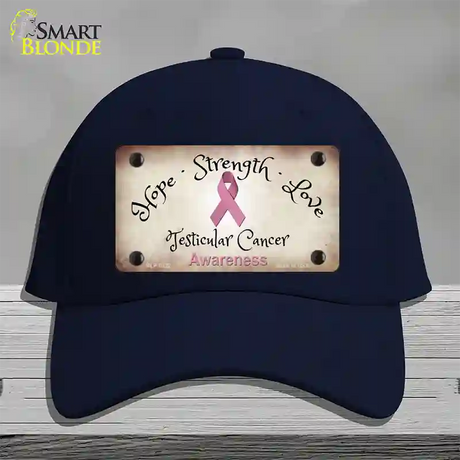 Testicular Cancer Ribbon Novelty License Plate Hat Cotton / Navy