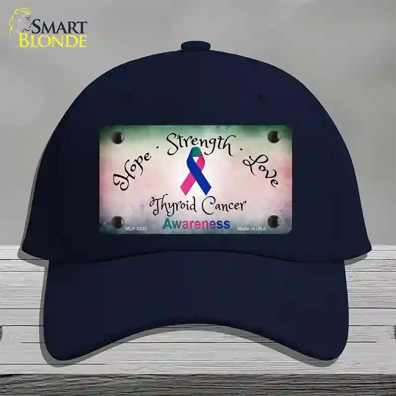 Thyroid Cancer Ribbon Novelty License Plate Hat Cotton / Navy