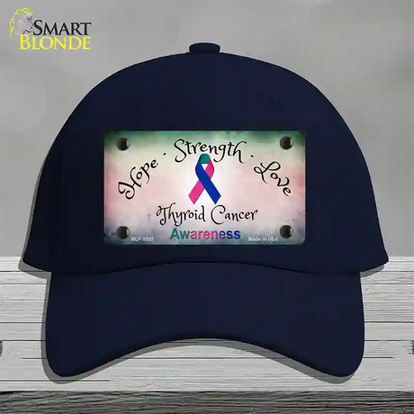 Thyroid Cancer Ribbon Novelty License Plate Hat Cotton / Navy