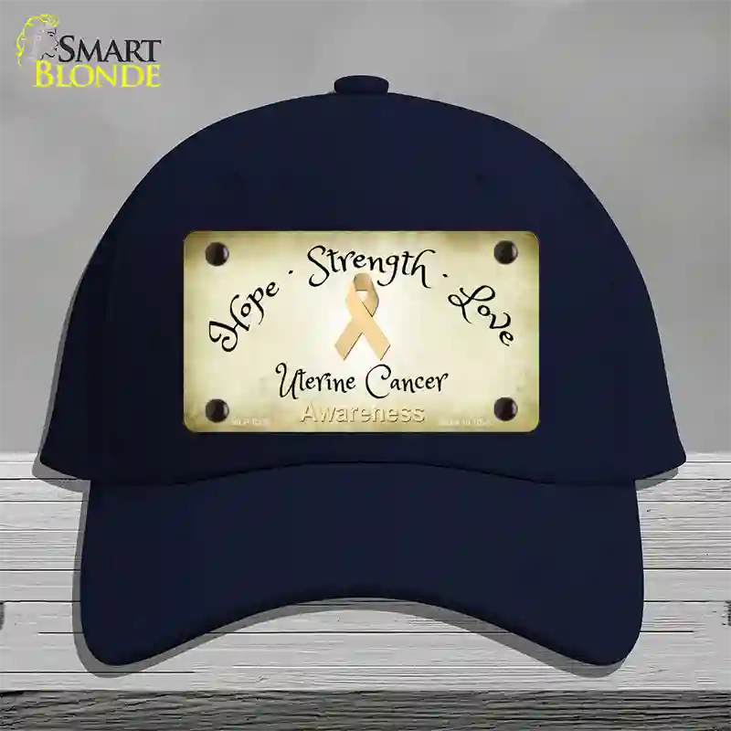 Uterine Cancer Ribbon Novelty License Plate Hat Cotton / Navy