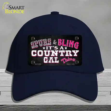 Spurs and Bling Novelty License Plate Hat Cotton / Navy