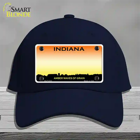 Indiana Amber Blank Novelty License Plate Hat Cotton / Navy