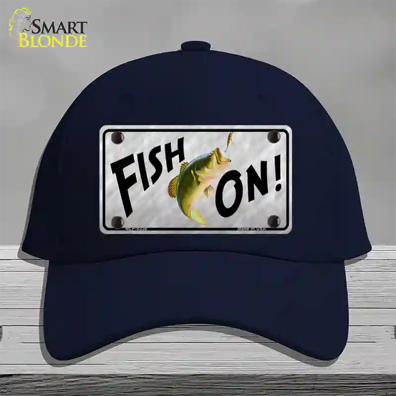 Fish On Novelty License Plate Hat Cotton / Navy