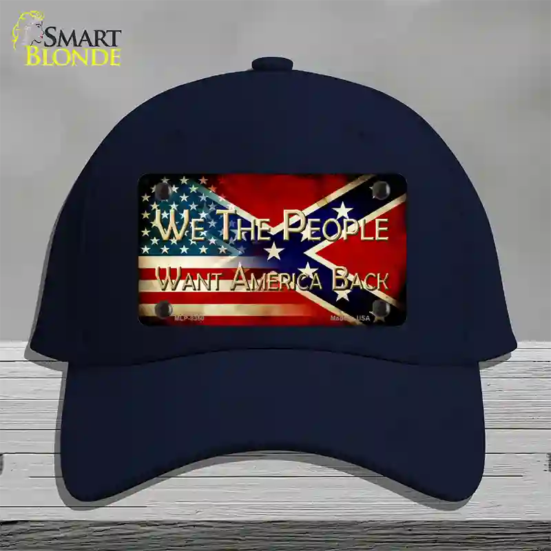 We The People American Confederate Novelty License Plate Hat Cotton / Navy