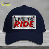 Live To Ride Shiny Novelty License Plate Hat Cotton / Navy