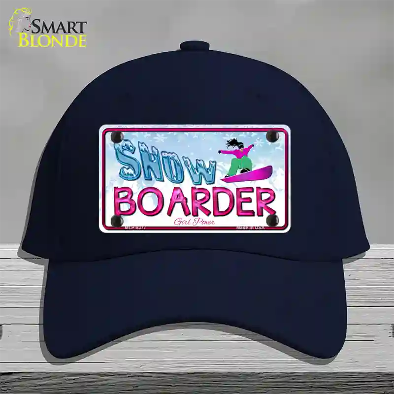 Snow Boarder Girl Novelty License Plate Hat Cotton / Navy