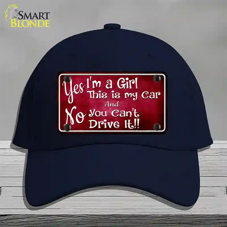 Yes Im A Girl Novelty License Plate Hat Cotton / Navy