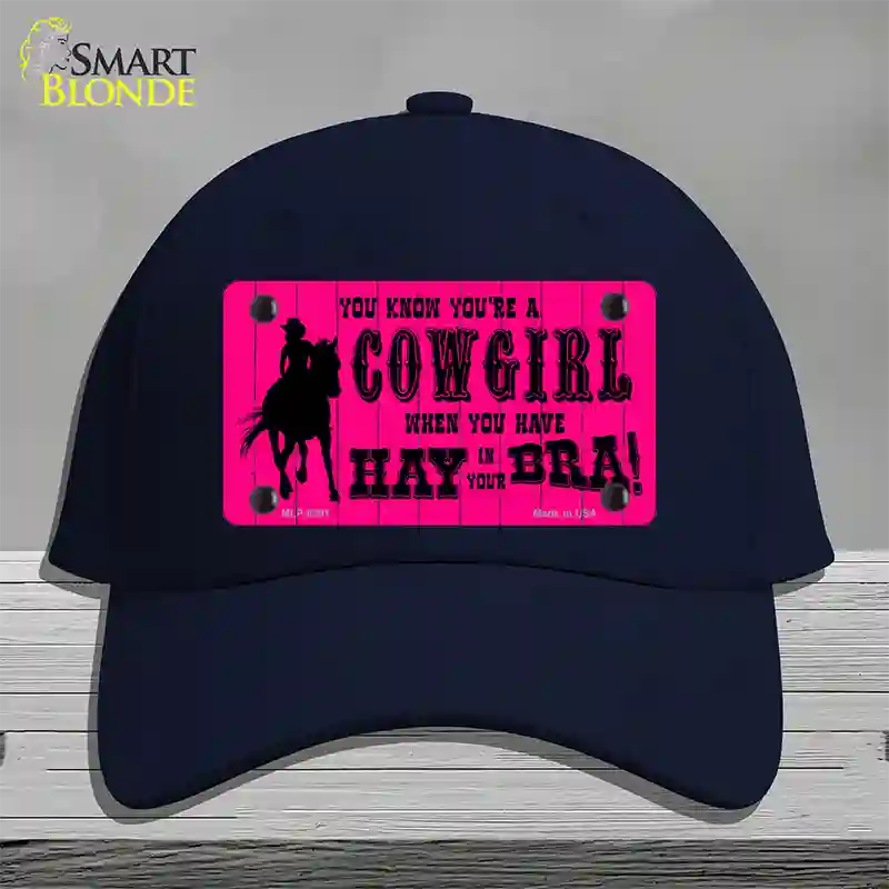 Pink Cowgirl Novelty License Plate Hat Cotton / Navy