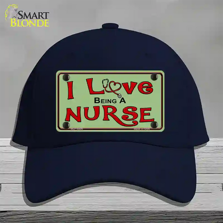 I Love Being A Nurse Novelty License Plate Hat Cotton / Navy