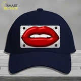 Red Lips Novelty License Plate Hat Cotton / Navy