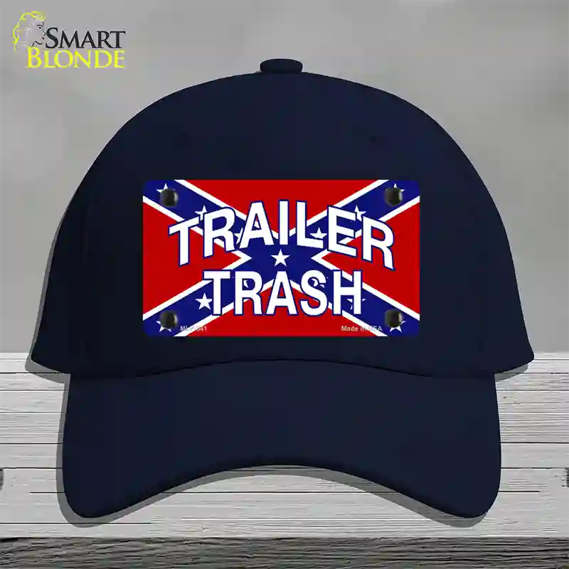 Trailer Trash Confederate Flag Novelty License Plate Hat Cotton / Navy