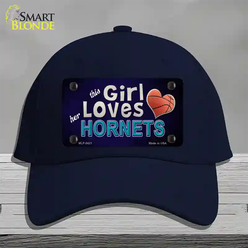 This Girl Loves Her Hornets Novelty License Plate Hat Cotton / Navy