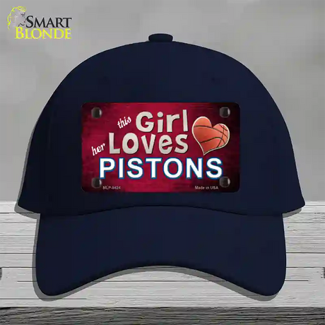 This Girl Loves Her Pistons Novelty License Plate Hat Cotton / Navy