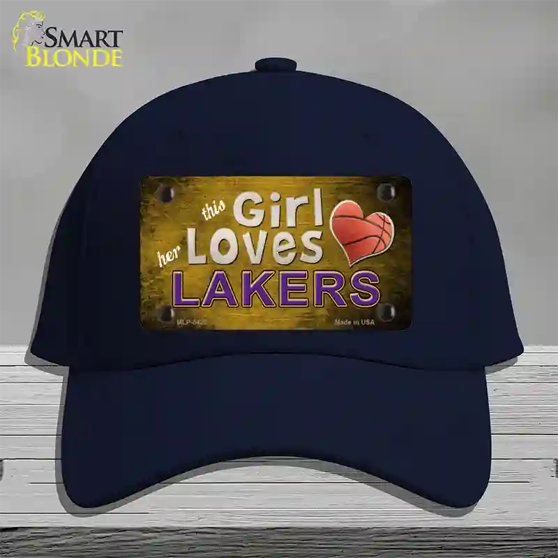 This Girl Loves Her Lakers Novelty License Plate Hat Cotton / Navy