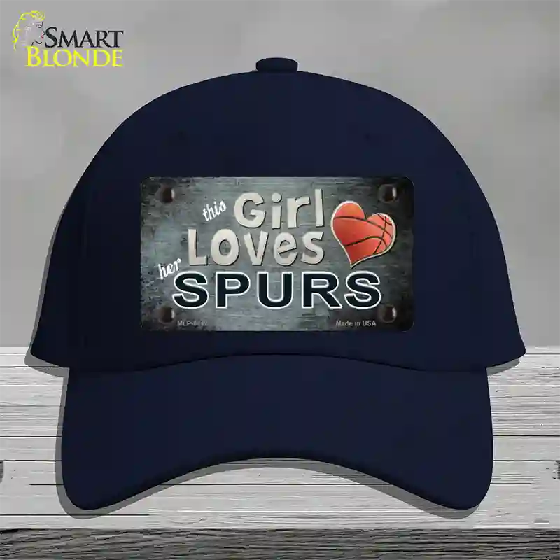 This Girl Loves Her Spurs Novelty License Plate Hat Cotton / Navy