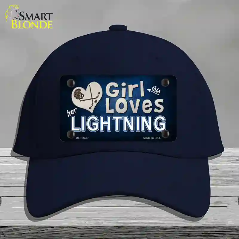 This Girl Loves Her Lightning Novelty License Plate Hat Cotton / Navy