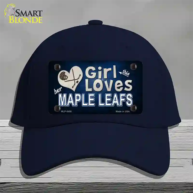 This Girl Loves Her Maple Leafs Novelty License Plate Hat Cotton / Navy