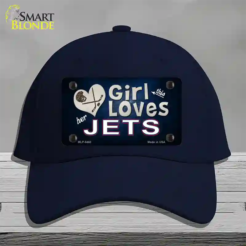 This Girl Loves Her Jets Hockey Novelty License Plate Hat Cotton / Navy