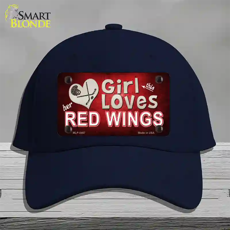 This Girl Loves Her Red Wings Novelty License Plate Hat Cotton / Navy