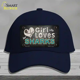 This Girl Loves Her Sharks Novelty License Plate Hat Cotton / Navy