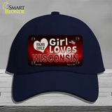 This Girl Loves Wisconsin Novelty License Plate Hat Cotton / Navy